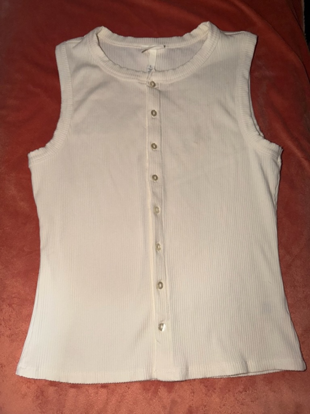 Planet Gold Ribbed Button Button Up Tank - Picture 4 of 4